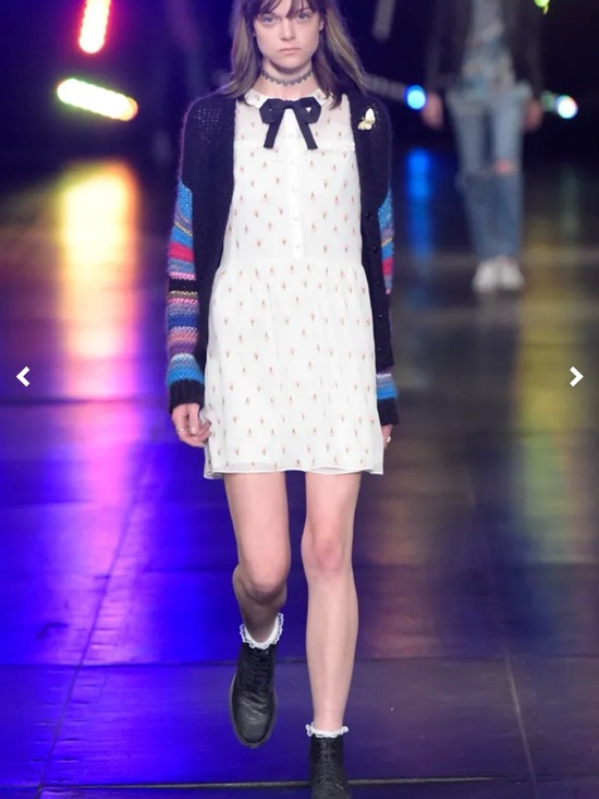 Saint Laurent Dresses & Skirts - Saint Laurent Spring 2016 White Printed Mini Dress with Black Bow.